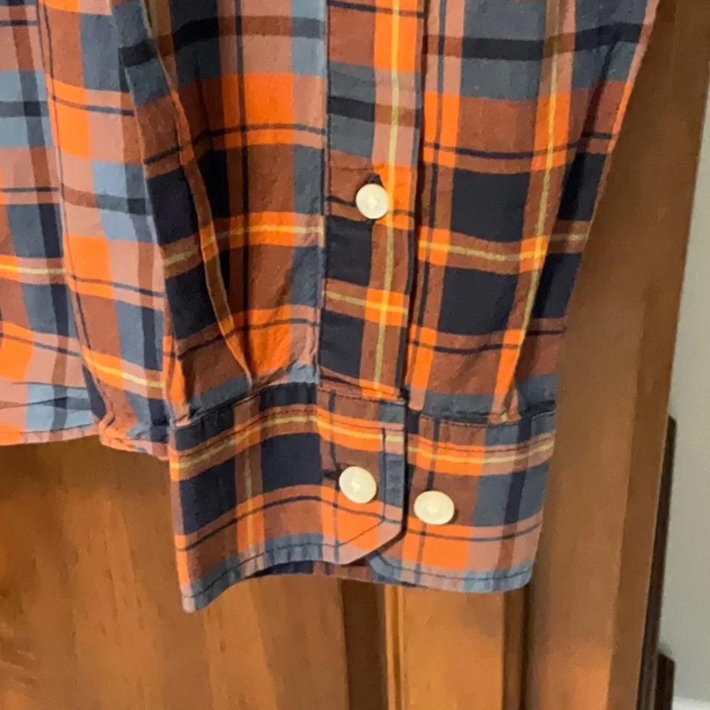 Banana Republic Slim Fit Plaid Cotton Button Up Shirt Size L Rugged Academic